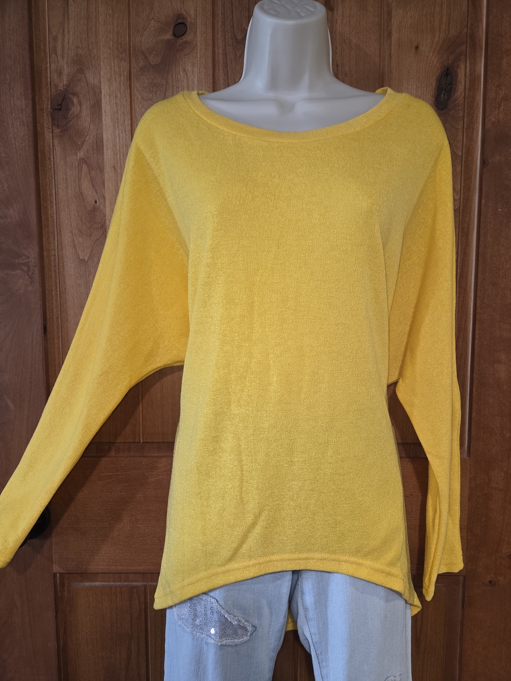 Zanzea Yellow Lightweight Long Sleeve Boatneck‎ Top